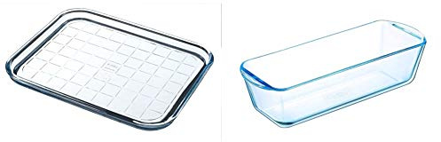 Pyrex - Bake & Enjoy - Plaque de Cuisson en Verre 32x26 cm & Bake & Enjoy - Moule à Cake en Verre 28 cm