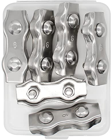 YYWEi Morsetto Duplex 6 mm per fune metallica, in acciaio inox 304, per funi metalliche, antiruggine, morsetto per tenda fisso, 6 pezzi