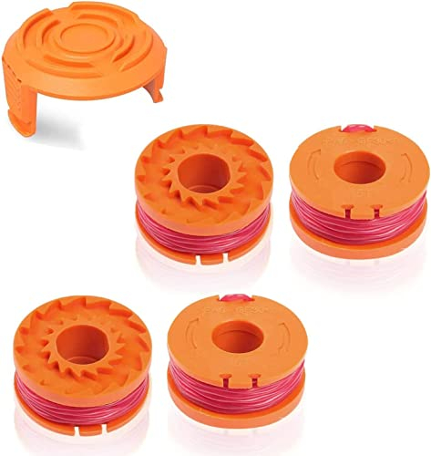 Strimmer Spool,WA0004 Spool Line Compatible with 20V Worx Grass Trimmers Replace,WG151,WG163E.1,WG163E.2,WG163E.3,WG163E.6,WG163E.9 (4PCS+1COVER)