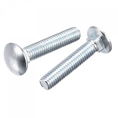 sourcing map 3/8-16x2 Carro Perno Redondo Cabeza Cuadrado Cuello Q235 Carbono Acero 5uds.