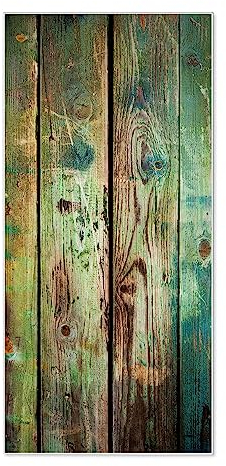 banjado® Magnettafel 37 x 78cm / Magnetwand aus Metall/Magnetpinnwand als Memoboard/Pinnwand Magnettafel Küche, Büro, Kinderzimmer inkl. 4 Magnete & Montageset - Motiv Grünes Holz