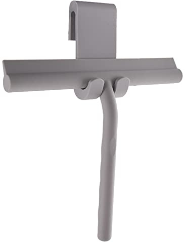 Kenkor Duschabzieher Silikon Abzieher Dusche mit Halterung Badezimmerwischer 21 cm breit Fensterabzieher aus Silikon mit Edelstahl-Kern für Dusche, Badezimmer,Spiegel,Glas-Reinigung,Fliesen (Grau)