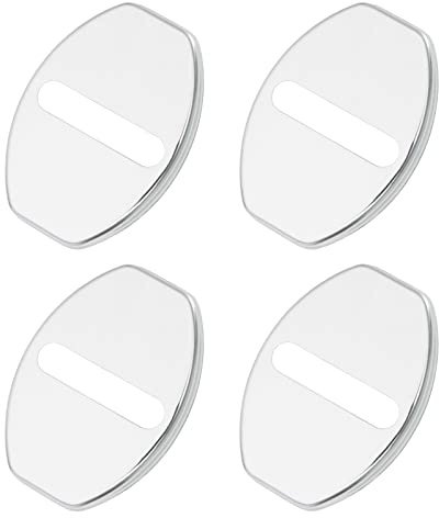 EMSea 4PCS Car Door Lock Cover Compatible with Leon Ibiza Ateca Alhambra Stainless Steel Door Latch Protective Cap Case Automotive Interior Accessories Silver