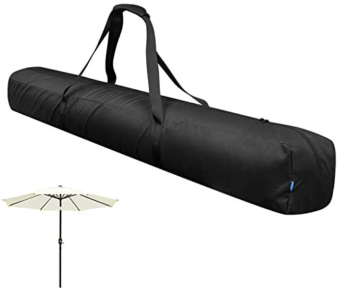 BAHULA Sac de rangement pour parapluie, pochette de rangement pour parasol de plage, sac de transport étanche et pliable pour parasol de jardin, terrasse, noir, 145 x 17 x 13 cm
