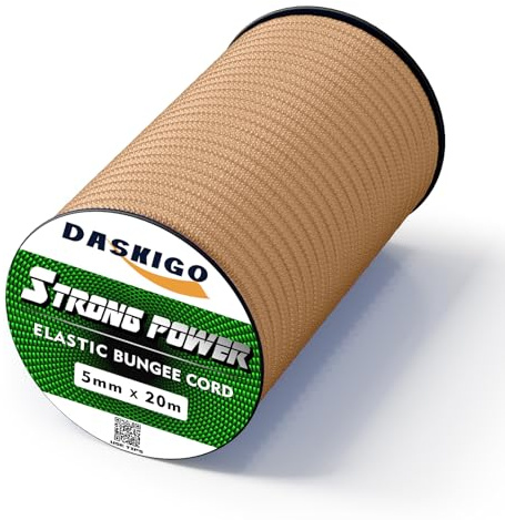 DASKIGO Gummiseil, elastisch, 5 mm x 20 m, Khaki