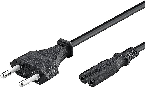 N NEWTOP Cavo di Alimentazione Nero Bipolare 10A Presa C7 Spina Italiana a 2 Pin Lunga 2 metri Alimentatore per Monitor Computer Stampante Console Televisione TV Lettori DVD Scanner Decoder Hi-Fi