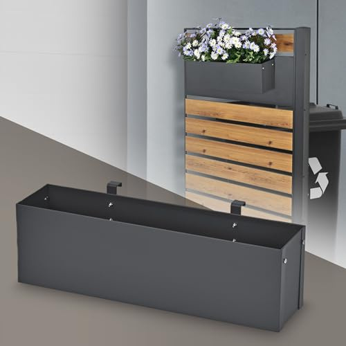 ML-Design Bac à Fleurs à Suspendre, Acier, 50x12x15 cm, Anthracite, avec Support, Jardinière Rectangulaire Suspendue, Pot de Balcon Patio Terrasse, Résistant aux intempéries, Récipient Design Moderne