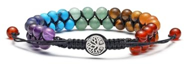 GEHECRST 7 Chakra Armband lebensbaum Edelstein Armbänder Natürliche Chakra Doppelschicht geflochten Armreif Steine Yoga Armband Healing Reiki Glücksbringer Talisman Schmuck (Lebensbaum)