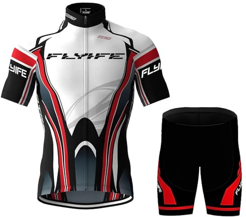 Fahrradbekleidung Set Kurzarm Radsportanzug Herren Set Radsport Sommer mit gepolsterten Shorts aus 9D Gel atmungsaktiv und schnell trocknend