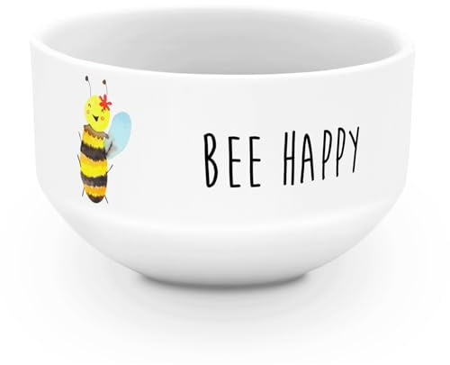 Mr. & Mrs. Panda Schüssel Biene Happy - Geschenk, salatschälchen, Obstschale, frühstücksbowl, Hummel, dessertschale, Müslischale