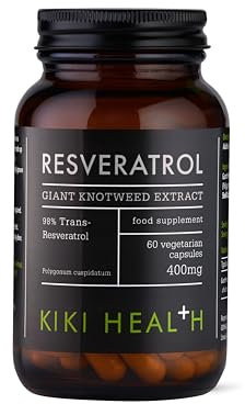 KIKI Health - Resveratrol, Antioxidant - Dried Giant Knotweed Extract - Contains 98% Trans-resveratrol - for Cardiovascular Health, Youthful Ageing and Vitality - 60 Vegicaps