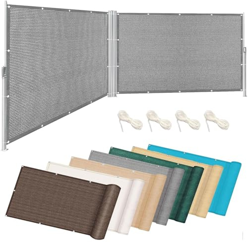 Brise Vue Balcon 70 x 550 cm Protection UV HDPE Habillage de Balcon avec Oeillets et Cordons, Facile a Poser pour Patio Extérieur Clôtures, Gris