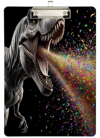 Dinosaurier Konfetti-Spucken, Briefbeschwerer aus Acryl für Klassenzimmer, Büro, Krankenschwester, A4, 31,8 x 22,9 cm, silberfarben