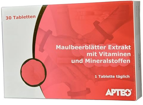 Maulbeerblätter Extrakt, 200mg mit Vitaminen: B-Komplex, C, E, Mineralstoffen (Chrom, Magnesium, Zink, Selen, Biotin, Folsäure), für Zuckerstoffwechsel, Tee, Zucker senken, Gewichtskontrolle Abnehmen