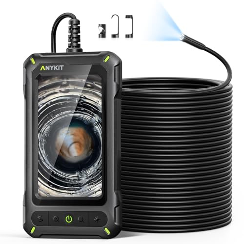 Anykit Endoscope Camera with Light, 1080P Industrial Endoscope Camera with 0.3 Slim Probe, 4.3” HD Screen Snake Cam, 33 FT Semi-Rigid Cable Bore Scope for Pipe, Engine, Inside Wall IP67 Waterproof