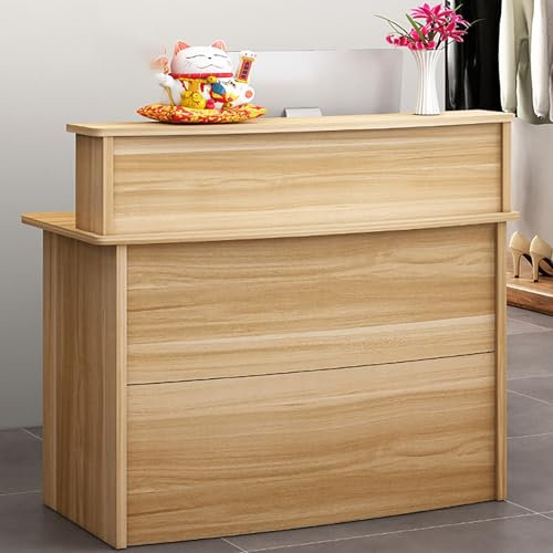 Rezeptionstisch mit Theke für Büro, Einzelhandel, Lobby, Schönheitssalon, einfacher Kassierer-Schreibtisch mit kleiner Salon-Empfangstheke (Braun, 80 cm)