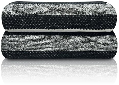 GC GAVENO CAVAILIA Stripe Bath Sheets 2Pk | (90x140 Cm) Extra Large Bath Sheets | Fast Drying & Water Absorbent Bath Sheet | Hotel Quality Cotton Towels Sets For Bathroom, Black