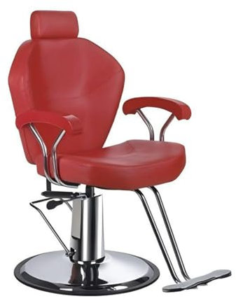 TFDRSEXVD Stuhl Salonstuhl Einfacher Liegestuhl mit Hydraulikpumpe Friseurstuhl Verstellbarer Friseurstuhl Haarschneidestuhl,Rot