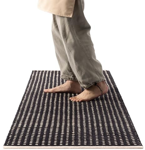 HOMELEVEL Küchenteppich waschbar rutschfest - Küchenläufer 60x180cm - Schwarz