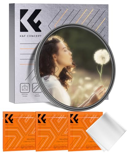 K&F CONCEPT 52mm Filtre Black-Mist 1/4 et Filtre ND2-32 2 en 1 et 3 Chiffon | Nano-revêtement,Verre optique japonais,Solide,Cadre CNC Antidérapant,K Série,FA303