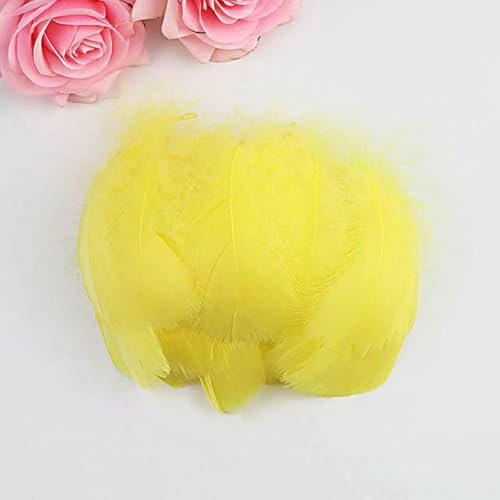 100 Stück 7–12 cm mittlere schwimmende Gänsefedern, natürliche bunte Federn für Hochzeitsfeier, Kleidungsdekoration, DIY-Bastelfedern-G7 gelb-100 Stück