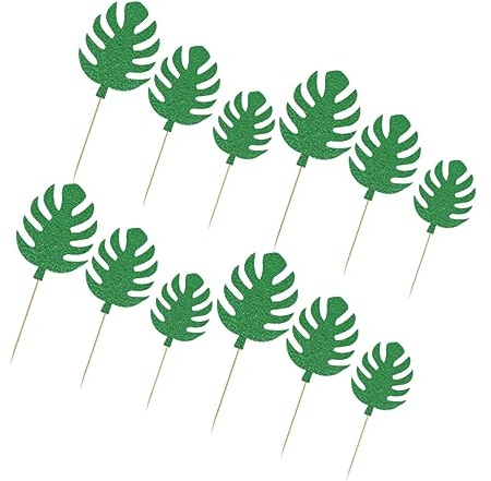 MAGICLULU 30Stücke Monstera Cake Picks Hawaii Party Tortendeko für Geburtstagsfeiern und Dessertdekoration Vielseitige und Sichere Kuchenaccessoires