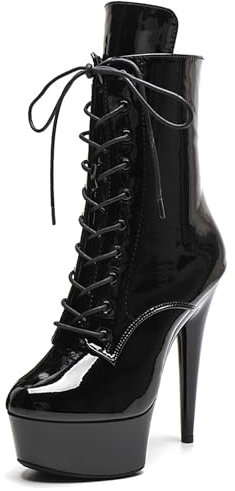 WUXIN H&P Pole Dance Stiefel Damen 15CM, Striptease Schuhe, Pole Boots sexy high heels, Plattform Stiefeletten Stilettos Boots Knöchelhoch Plateau 15CM High Heel