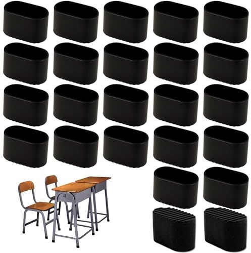 24 Pezzi Gommini Per Sedie Ovali 20 x 40 mm, Tappi Sedie Ovale, Chair Leg Protectors, Tappini per Gambe Sedia Antiscivolo, Tappo Terminale Ovale per Mobili, Tavoli, Pavimenti