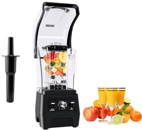 HAKKA - Licuadora comercial profesional con cubierta de sonido, mezclador de jugo silencioso de 4.5L/1800W para batidos, batidos, licuadoras de frutas multifuncionales