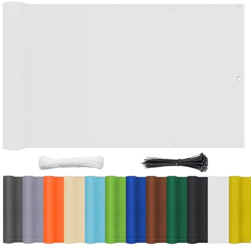 nvdsivee Balkon Sichtschutz Wasserdicht Balkonverkleidung Rechteckig Balkonabdeckung UV-Schutz Balkonbespannung Sonnensegel für Balkon Terrasse Garten Hinterhof Weiß 1.8x3m
