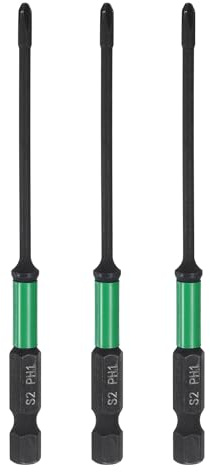 sourcing map Lot de 3 embouts de tournevis cruciformes PH1 à tige hexagonale de 100 mm de long avec tige magnétique cruciforme en acier S2 pour visseuses à percussion