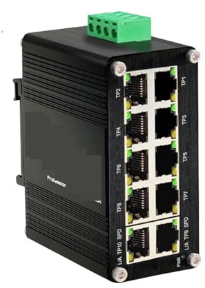 GTGFCSP Commutateur Ethernet 10 Ports de qualité Industrielle avec Montage sur Rail DIN et entrée 12-48 V Commutateur Ethernet Industriel