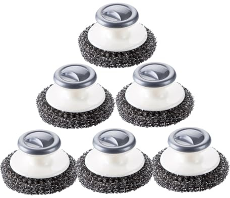 MUELODSIC 6 piezas Cepillos para Fregar Platos y Ollas con Mango de Plástico y Acero Inoxidable para Cocina Limpieza Versátil sin Rayar Superficies para Menaje y Productos de Limpieza