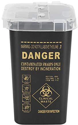 Fauitay Contenedor de Aguja de la Caja de Desechos 1L Anti-Punteuro de Plástico para Entusiastas con Fácil Clasificación de Basura (Negro)