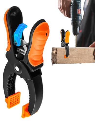 Heavy Duty Ratcheting Wood - Spring Ratchet Clamping Hand Clamps with Soft Rubber Handles, Strong Carpenter Fixing Clips for DIY | Furniture Repair Template Workshop