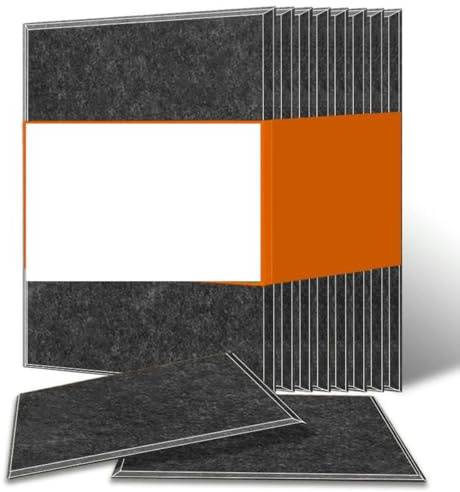 Panneaux acoustiques haute densité (4/6/8 pièces) pour bureaux, isolation phonique, panneaux muraux rectangulaires, traitement acoustique pour studio de musique - 31 Noir sésame - 0,8 cm, densité mo