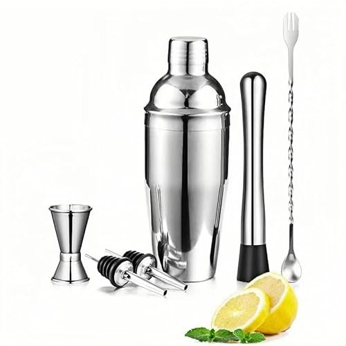 Borrma cocktail shaker set 750 ml cocktailshaker martini shaker med inbyggd sil – professionellt bartenderset inklusive mätkopp, likör-kobbler-shaker-rostfritt stål bar-shakare för