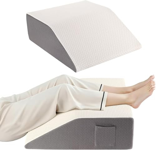 Exsnugy 8 Leg Elevation Pillow for Swelling and Blood Circulation, Leg Support Pillow for After Surgery, Knee Hip Ankles Back Pain Relief, Grey Removable Cover