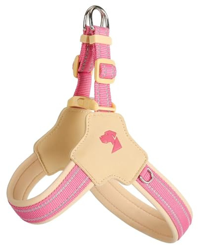 Y-förmiges Anti-Zieh-Hundegeschirr, speziell für Mops, verstellbare Brustweste mit reflektierenden Streifen, atmungsaktives Design, Rosa, S