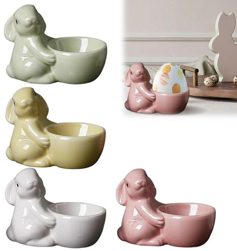 Portauovo a forma di coniglietto pasquale per bambini, novità in ceramica a forma di coniglietto, portauova per decorazione pasquale, portauovo per cucina, decorazione primaverile, cena, Pasqua