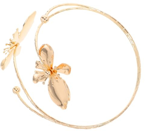 SWOOMEY Brazalete Abierto de Metal Detalles para Mujer, Pulsera Ajustable para Uso Diario y Regalos, Accesorio de Moda para Brazo Superior