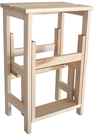 Tritthocker mit 3 Stufen, zusammenklappbar, Höhe 60 cm, Buchenholz