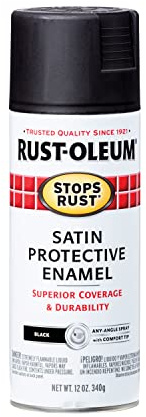 Rust-Oleum 7777830 Stops Rust Spray Paint, 12 oz, Satin Black