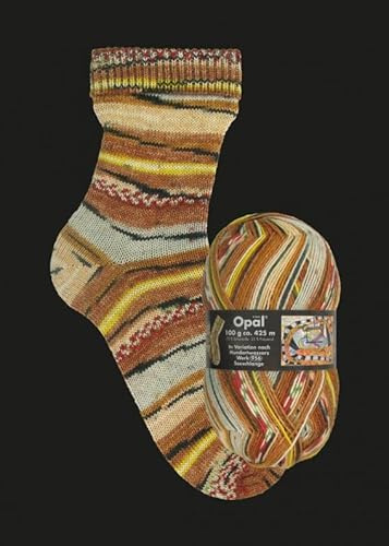 Opal Hundertwasser (425m) 4-fädiges Garn - Wollmischung, zum Stricken von warmen Socken mit einzigartigen Farbmustern, 1436, 1 x 100g