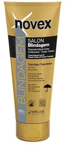Novex Tratamiento Capilar Protector Térmico Salon Blindagem Sin Enjuague, Acondiciona y Ayuda a Proteger Contra la Humedad Excesiva, Adecuado para Cabello Dañado, Teñido o Tratado Químicamente 200g