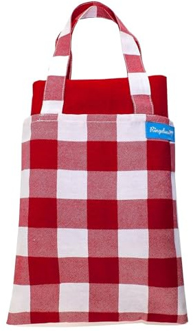 Ringelsuse Manta para pícnic roja con práctica Bolsa de Transporte de algodón 102 x 132 cm
