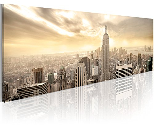 murando - Wandbilder XXL Stadt New York 120x40 cm 1 tlg - Wand Deko Vlies Leinwand Bilder Groß Wanddeko Wohnzimmer Schlafzimmer Kunstdrucke Panoramabild - Manhattan Skyline 9020114