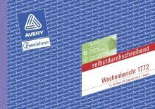 Avery Zweckform© 1772 Wochenbericht, DIN A5 quer, selbstdurchschreibend, 2 x 40 Blatt, weiá, gelb