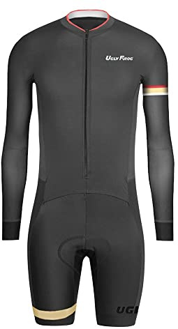 UGLY FROG Herren Fahrradbekleidung Set Tauchanzug mit Reißverschluss hinten, EIN Stück zum Radfahren with Gel Pad