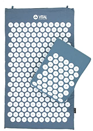 Bodhi VITAL Akupressurmatten-Set | Massagematte & Kissen inkl. Tasche | Nadelkissen zur Selbstmassage | Entspannungsmatte gegen Nacken und Rückenschmerzen | Fakirmatte für zu Hause | blau